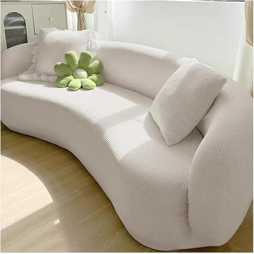 JacoJe Stretch Semi Circle Curved Sofa Cover Couch Slipcover, Shaped Semi-Circular Curved Sofa Cover for Living Room, Washable Sectional Couch Slipcover(#1,1 seat [37-57 in])