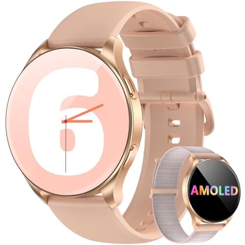 Smart Watch for Women, Answer/Make Call, 1.26" AMOLED Touchscreen Fitness Tracker with Bluetooth Calls, Heart Rate/Sleep Monitor, 120+ Sports Fitness Watch, IP68 Waterproof Smartwatch for Android iOS