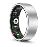 Smart Fitness Ring with Bluetooth Calling, Activity and Sleep Tracking, Heart Rate Monitoring, 5ATM Water Resistance, Rechargeable, Compatible with iOS and Android, Silver, Gold, Black (Silver, 10)