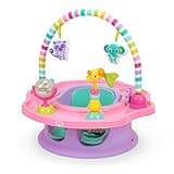Bright Starts 3-in-1 SuperSeat Pink Paradise, Activity Seat with Toys, Snacking Tray, Booster Seat, Pink, 6 Months +