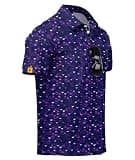 ZITY Mens Golf Polo Shirts Short Sleeve UPF 50+ Performance Moisture Wicking Print Pattern Casual Collared Golf Shirt for Men Violet Large