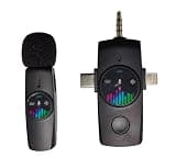 FGRLJFGLK 3-in-1 Wireless Lavalier Microphone: Mini Microphone 20H Battery, 80ft Range, DSP Noise Cancel - Plug & Play for iPhone Android, Live Streaming, Content Creators Programmes,Jet Black
