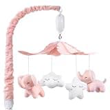 FEISIKE Mobile for Crib Bassinet Girls Baby Mobiles with 3 Modes Digital Music Box（Turn Only, Music Only, Turn & Music, 35 Lullabies, Pink Elephant Nursery Mobile, Clamp Type, Pretty Box Packaging