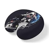 LXCPBNQT Neck Pillow Space Man Football on Black Washable Memory Foam Pillow for Airplane Office Car Sleeping, Outer Space Universe Planet Travel Pillows U Shaped Stretch Neck Support Pillows