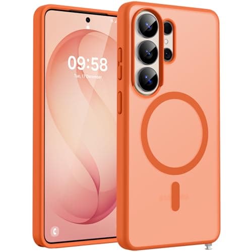 TOCOL for Samsung Galaxy S26 Ultra Case, Built-in Magnetic Ring, Drop Protection, Slim Translucent Matte Phone Case for Galaxy S26 Ultra 6.9 inch (Orange)