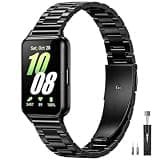 Farluya Metal Band Compatible with Samsung Galaxy Fit 3 Watch Band, Stainless Steel Sport Straps Wristband for Samsung Galaxy Fit 3 for Women Men