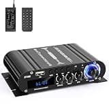 JeTuvlie ST-839 2.1CH Mini Bluetooth Amplifier, 25Wx2+40W Subwoofer Stereo Receiver with Bass & Treble Control, USB/AUX/RCA Audio Amp for Home Speakers (Power & Remote Included)