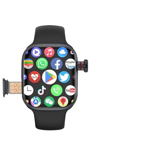 2024 CD99 AMOLED Smart Watch for Men Women 4G SIM Card WiFi GPS NFC Smartwatch Series 9 Android 8.1 Rotating Camera Sports Watch (Eurasian Black, 4+64G)