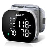 Wrist Type Blood Pressure Monitors for Home Use Rechargeable BP Machine with Cuff LED Display Voice Broadcast 398 Memory Storage for Two Users