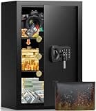 21.65"H Large Safe Box for Home, 3.8 cu ft Anti-Theft Safe with A4 Fireproof Bag, Steel Security Safe with Keypad Lock, Backup Keys, External Power Supply Box, Document Safe for Cash Medicine Document