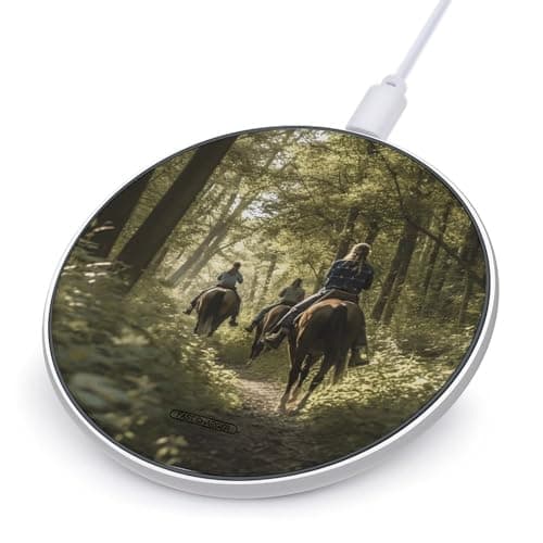 Horseback Riding on The Trails Wireless Charger Portable 10W Fast Wireless Charging Pad Compatible with Phone Ultra-Thin Charging Station Lightweight Charger Mat for Travel Home Office Desk