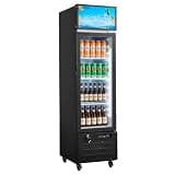 VEVOR Commercial Merchandiser Refrigerator, 6.1 Cu.Ft / 173 L Glass Door Display Refrigerator, Upright Beverage Cooler with Customizable Lightbox, 3 Adjustable Shelves & Soft LED Light for Homes Shops
