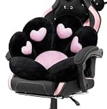 DOBUONO Cat Paw Cushion Kawaii Office Chair Cushion Comfy Plush Gaming Chair Cushion Kawaii Seat Cushion for Girl, Cute Gaming Accessories Room Bedroom Decorate 28"x 24" (Black)