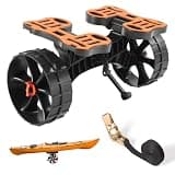 VEVOR Kayak Cart, 300 lbs Load Capacity, Foldable Kayak Trolley with 10-inch Solid Rubber Tires & 1 Ratchet Strap, Paddle Board Trolley for Carrying Kayaks, Canoes, Paddleboards, Float Mats, Jon Boats