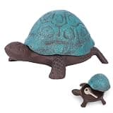 Cast Iron Turtle Key Hider for Outside - Waterproof Spare Key Hider to Hide a Key Securely - Unique Garden Decor for Yard, Patio & Outdoor Areas (Cute vintage blue, Standard)