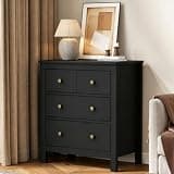 RoyalCraft Black 3 Drawer Nightstand, 27" H End Table with Storage, Modern Bedside Table with Drawers, Night Stands for Bedroom, Entryway, Hallway