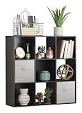 Whitmor 9 Cube Storage Organizer, 3 Tier Stackable Mdf Wood Bookcase, Open Storage Display Bookshelf, Storage Cabinet for Living Room, Bedroom, Home, Office, 35.5"L x 11.7"W x 35.5"H, Espresso