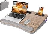 Lap Desk Laptop Bed Table: Home Office Portable Computer Lapdesk with Soft Cushion and Storage Bag - Wood Wide Writing Padded Tray for Work on Couch - Fits up to 17 Inch Laptop