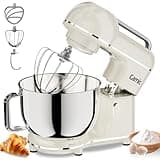 Camic Electric Stand Mixer,7.45 QT,10 Speeds with Dough Hook,Whisk, Flat Beater Attachments, Splash Guard, Easy-Carry Top Handle,3-IN-1 Kitchen Mixer for Baking Cakes Cookie Bread Salad (White)