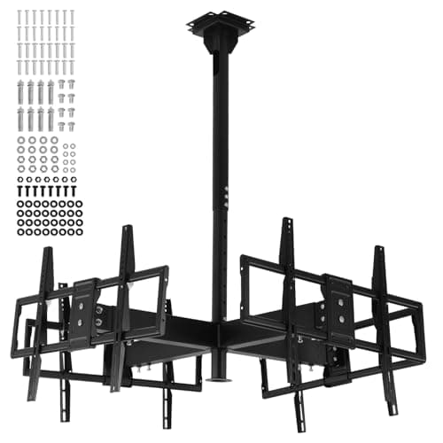OssifragaBone Mini Jumbotron TV Ceiling Mount for 32-70 Inch Flat Screen Displays Support 3 or 4 Screens TV Wall Mount Bracket Swivel and Tilt Full Motion Max VESA 600x400mm 330 Lbs Capacity