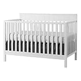Pemberly Row 4-in-1 Convertible Crib, Solid Wood, Snow White Finish, 39.5"H x 29.63"W x 54.75"D, Shiplap Headboard, Toddler Bed/Daybed/Full-Size Bed Conversion, Greenguard Gold Certified Baby Nursery
