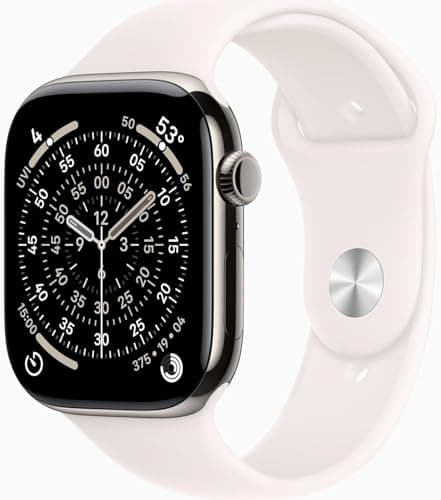 Apple Watch Series 11 [GPS + Cellular, 46mm] Natural Titanium Case with Light Blush Sport Band, S/M (Renewed Premium)