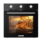 Garvee 24 Inch Single Wall Oven, 2.5 Cu.ft. Built-in Electric Oven with 4 Cooking Functions, 2000W Power, Knob Control, Low-e Glass Door & Cooling Fan, Easy Clean Enamel Interior, Black