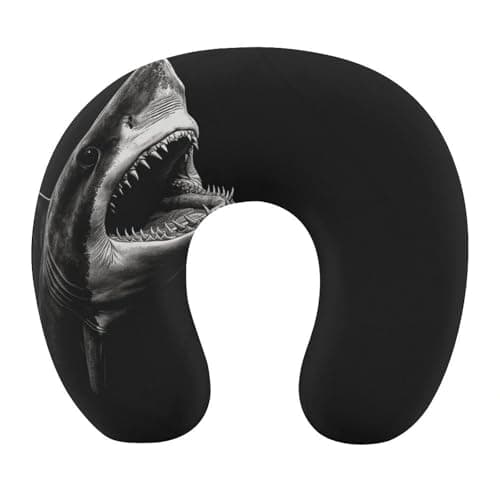 MUSM Black Shark Head Travel Pillow for Sleeping Comfortable Portable U Shaped Pillows for Airplane Car Train Lightweight Memory Foam Neck Pillow for Home Office Travelling