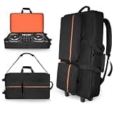 ORKELS Rolling DJ Controller Case with Wheels, Waterproof DJ Travel Bag, Heavy Duty 900D DJ Backpack with Laptop Compartment, Fits Pioneer DDJ 400 800 1000 FLX4 REV5 REV7
