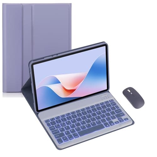 Keyboard Case for Lenovo Tab M10 Plus/K10 TB-X606F/X616M/X6C6F 10.3-inch Tablet Multi-Angle Stand PU Full Bezel Keyboard Cover Optional Mouse (Purple,Backlight and Mouse)