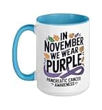 In November We Wear Purple Pancreatic Cancer Ceramic Mug, Blue/White, 15oz