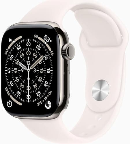 Apple Watch Series 11 [GPS + Cellular, 42mm] Natural Titanium Case with Light Blush Sport Band, M/L (Renewed Premium)