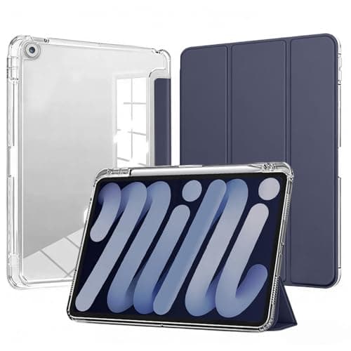 for iPad 9th/8th/7th Generation Case,for iPad 10.2 Inch Case (2021/2020/2019 Model) with Auto Sleep/Wake, Multi-Angle Stand, Pencil Holder & Hard Clear Back Cover (Dark Blue)