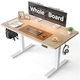 CubiCubi 48 x 24 Large One-Piece Standing Desk, Adjustable Height Electric Computer Home Office Sit Stand up Workstation, with 4 Memory Presets, Headphone Hook, Maple