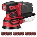Cordless Random Orbital Sander for Milwaukee 18V Battery, Brushless 6-Speed (6000-12000 OPM), 125mm Pad, Dust Collection & 12pcs Sandpapers (#80/#120/#240) (Battery Not Included) (Red)