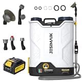 JESIMAIK Battery Powered Backpack Sprayer 4.8 Gallon, 4.0Ah Battery Electric Backpack Sprayer with Agitator, Telescopic Wand & 5 Nozzles, 120 PSI Adjustable Pressure for Weed Lawn Garden Pest Control