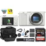 Alpha ZVE10 II - APS-C Interchangeable Lens Mirrorless Content Creators’ Camera - White - Body Only (ZVE10M2W) + Spare Extra Battery + 64GB Card + Camera Case