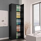 KFPOERTFGD Tall Office Cabinet with 2 Doors, 5-Shelf Storage Organizer for Home Office, Engineered Wood File Cabinet, 23.6 x 12.6 x 74.8 Inches, Black