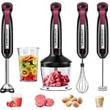 Immersion Blender, 1000W 20-Speed 5-in-1 Immersion Hand Blender with Turbo Mode, Scratch-Resistant Stick Blender for Baby Food Processor & Chopper(Black)