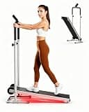 Non-Electric Treadmill with Dual Flywheel & Fixed Incline - AKLUER Motorless Treadmill with LCD Monitor, Non-Slip Belt, Foldable Design for Gym/Home/Gym Use, Soft Foam Grips for Walking/Jogging,White