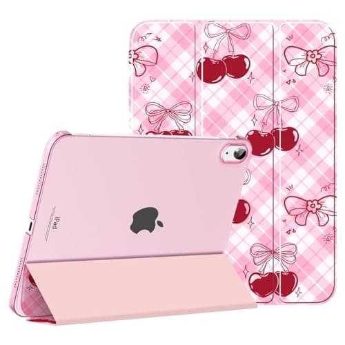 CISSOOK for iPad (A16) 11th Generation Case 11 Inch 2025, iPad 10th Generation Case 10.9 Inch 2022, Slim Stand Hard PC Translucent Back Shell Smart Cover, Support Touch ID, Soft Cherry & Bow