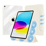 ZOPSGYU for iPad (A16) 11th Generation 11 Inch 2025/ 10th Generation 10.9 Inch 2022 Hybrid Case with Pencil Holder | Detachable Magnetic Cover | Portrait/Landscape Stand | Clear Hard Back, Cream White