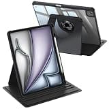 Fintie 360 Degree Rotating Case for iPad Air 13-inch M4/M3/M2 (2026/2025/2024) - Swiveling Protective Stand Clear Back Cover with Pencil Holder, Also Fit iPad Pro 12.9" 6th/5th/4th/3rd Gen, Black