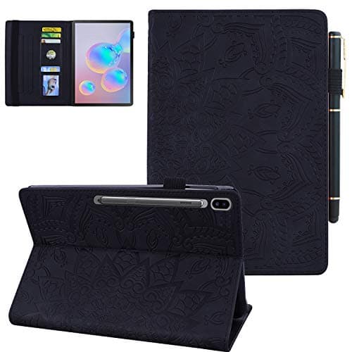 Case for Samsung Galaxy Tab S6 10.5" 2019 (Model SM-T860 Wi-Fi, SM-T865 LTE, SM-T867 Verizon), UGOcase Premium PU Leather [Embossed Pattern Design] Multi-Angle Viewing Protective Stand Cover, Black