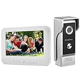 AMOCAM Video Intercom System, 7 Inche Monitor Wired Video Door Doorbell Kit, Outdoor IR Camera Door Intercom, Support Monitoring, 2-Way Audio Unlocking for Home