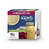 Superb Regular Mouth Mason Jar Canning Lids – Made in the USA – Pack of 12 Lids (1 Box of 12 Lids)