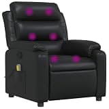 KTPRTOCK Manual Reclining Massage Chair with Side Pocket, Faux Leather Vibration Recliner with 6 Massage Points and 135 Degree Tilt, Black