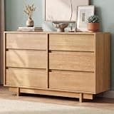 CHUWELL 47" Wide Dresser for Bedroom, Oak Mid Century Modern Dressers with 6 Drawers, Adequate Capacity Storage,Closet Clothes Organizer for Bedroom
