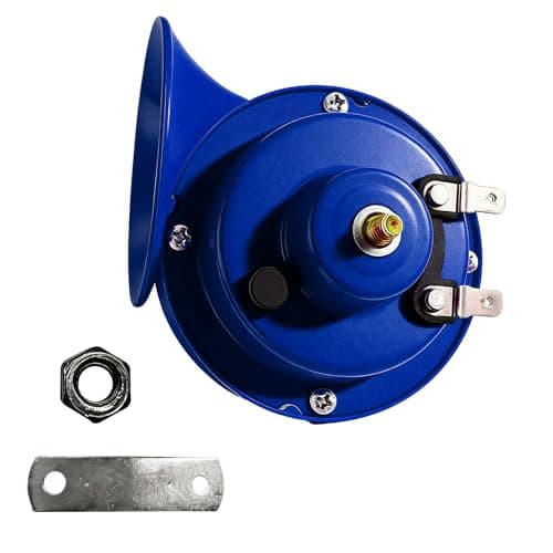 YUPIKJI 2PCS 300DB Super Loud Train Horns, Air Horn, 12V Waterproof Air Electric Snail Horn Replacement Kit, Durable High Tone Car Horns Kit Universal for Car, Truck, Boat (Blue, 1PCS)
