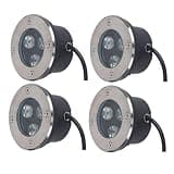 FDWXHZJL 4pcs Ground Landscape Lights - Ultra-Thin LED spotlights - 3W Underwater Lighting, IP68 Waterproof Outdoor LED Spotlight, recessed Lighting for Swimming Pool, Garden, Terrace(Red,3W(DC12v))